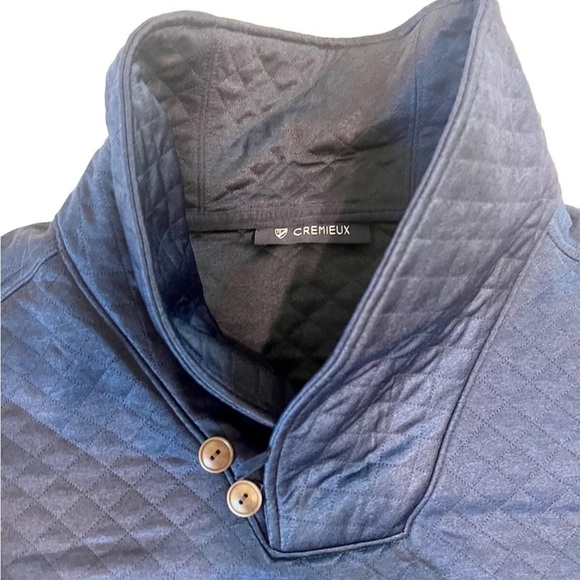 Men’s XXL Cremieux Pull Over Quarter Button Navy Blue Quilted fall / winter - Picture 4 of 7